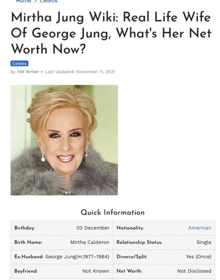 Mirtha Jung's bio: What do we know about George Jung’s ex-wife?