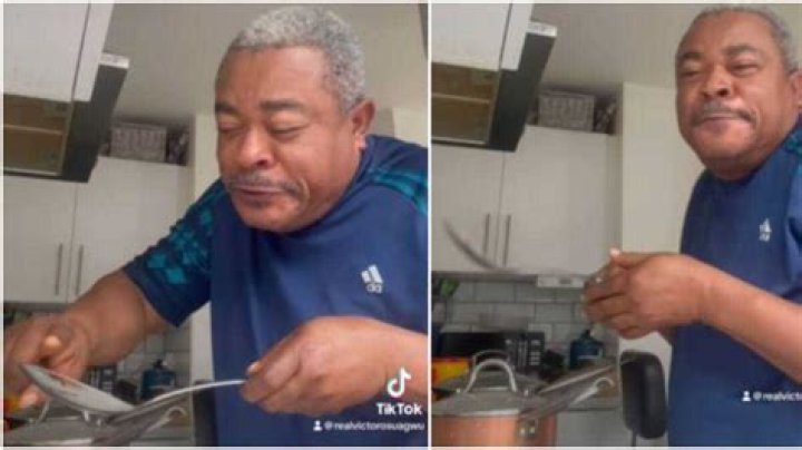 “As I Dey Cook O, You Dey Hungry”: Veteran Actor Victor Osuagwu Joins TikTok, Teases Fans With Cooking Video