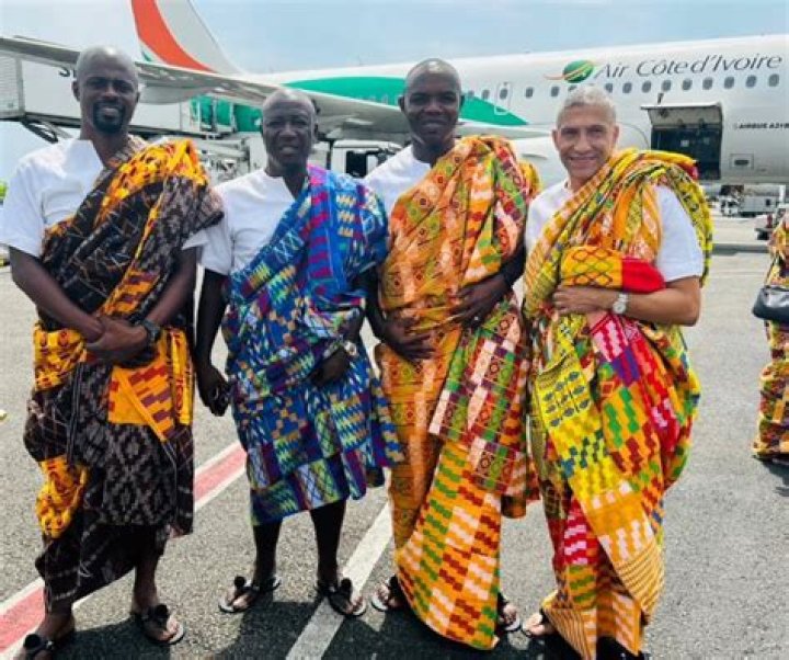 AFCON 2023: Ghana’s Black Stars Arrive in Abidjan Rocking Traditional Kente Cloth