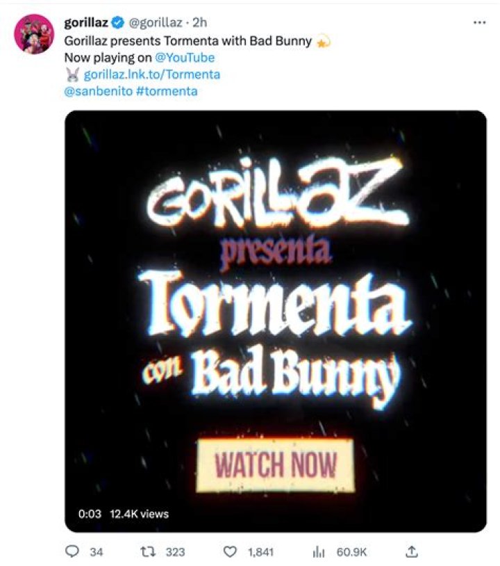 Tormenta by Bad Bunny & Gorillaz from UK