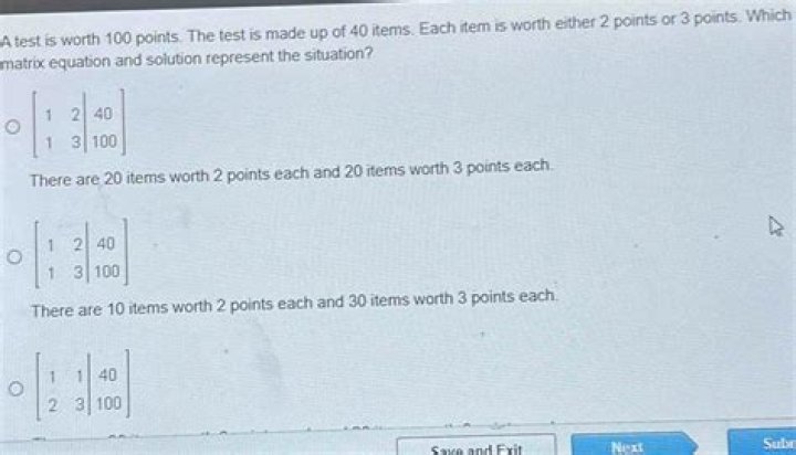 A math test is worth 100 points and has 38 problems. Each problem is worth either 5 points or 2 poin