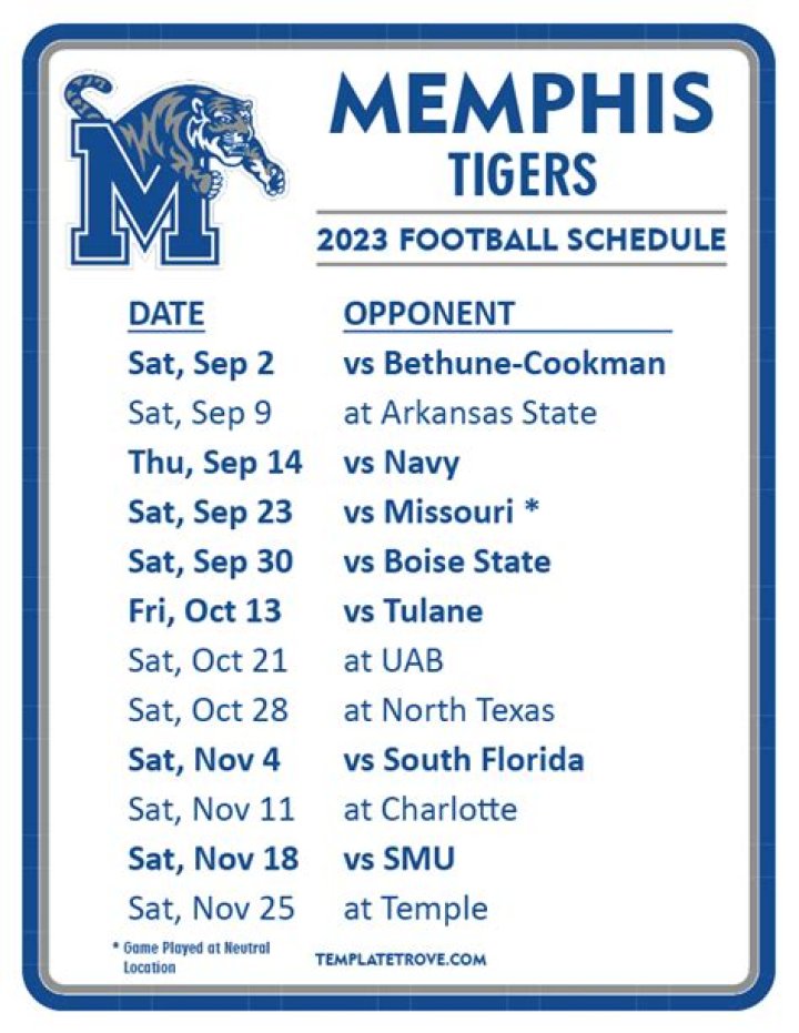 2023 Memphis Football Schedule | College Football Network