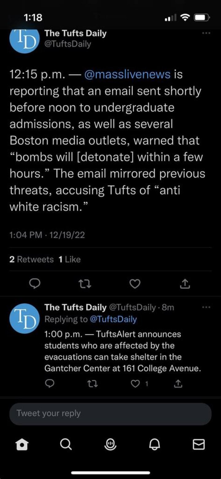 Tufts University Receives Bomb Threat On Email: Case Update